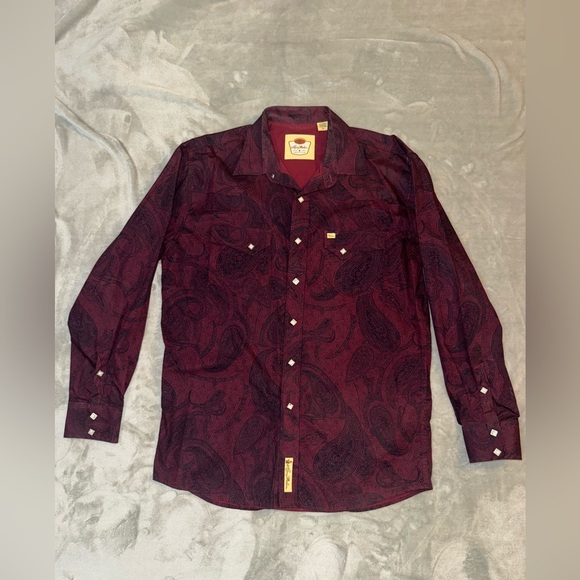 Larry Mahan Other - Larry Mahan Burgundy Paisley Pearl Snap Shirt